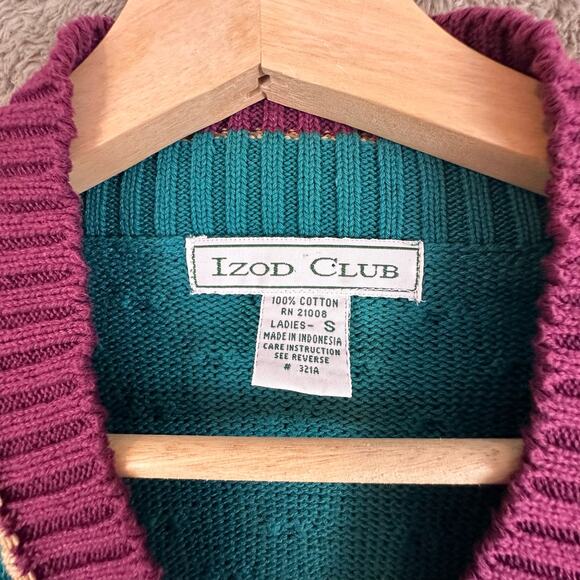 Vintage 80s 90s Izod Teal V Neck Sweater Women S Cricket Tennis Preppy Golf - Picture 7 of 8
